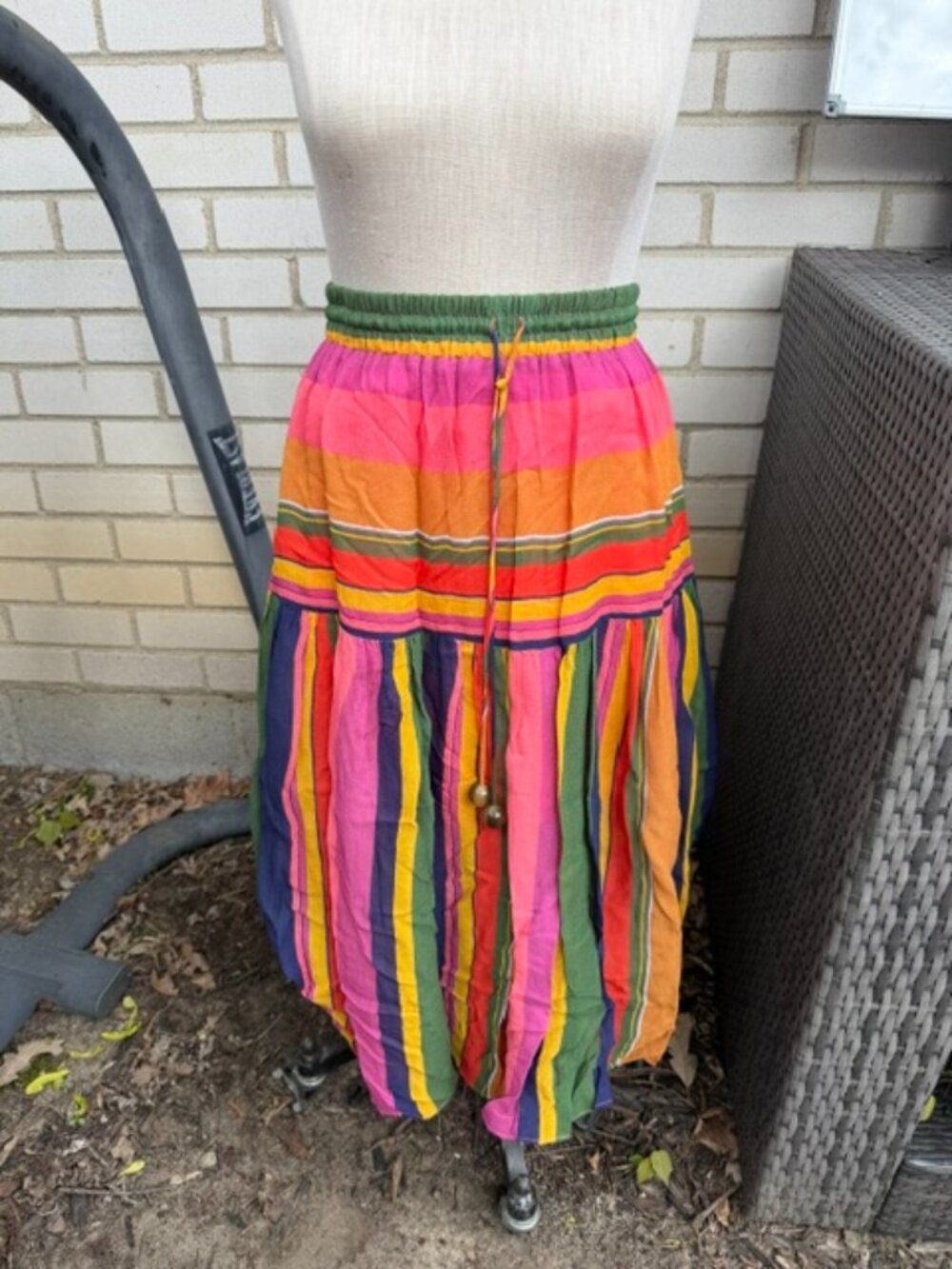 Farm Rio Multi-Color Striped Midi Szs S